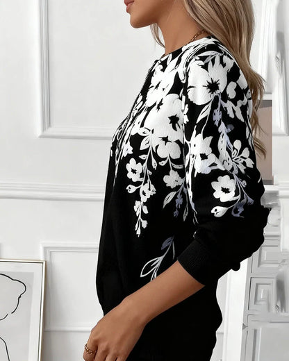 Marci | Sweatshirt Med Krave Og Halv Lynlås I Print