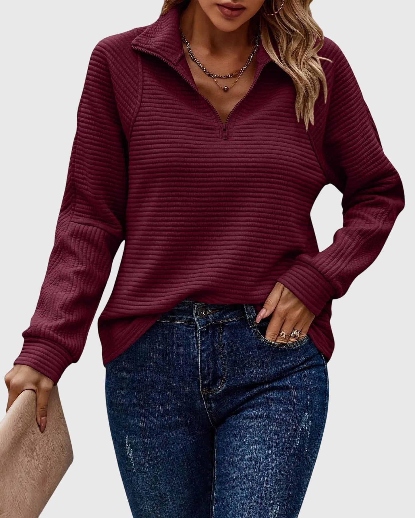 Abigail - Elegant sweater med lynlås