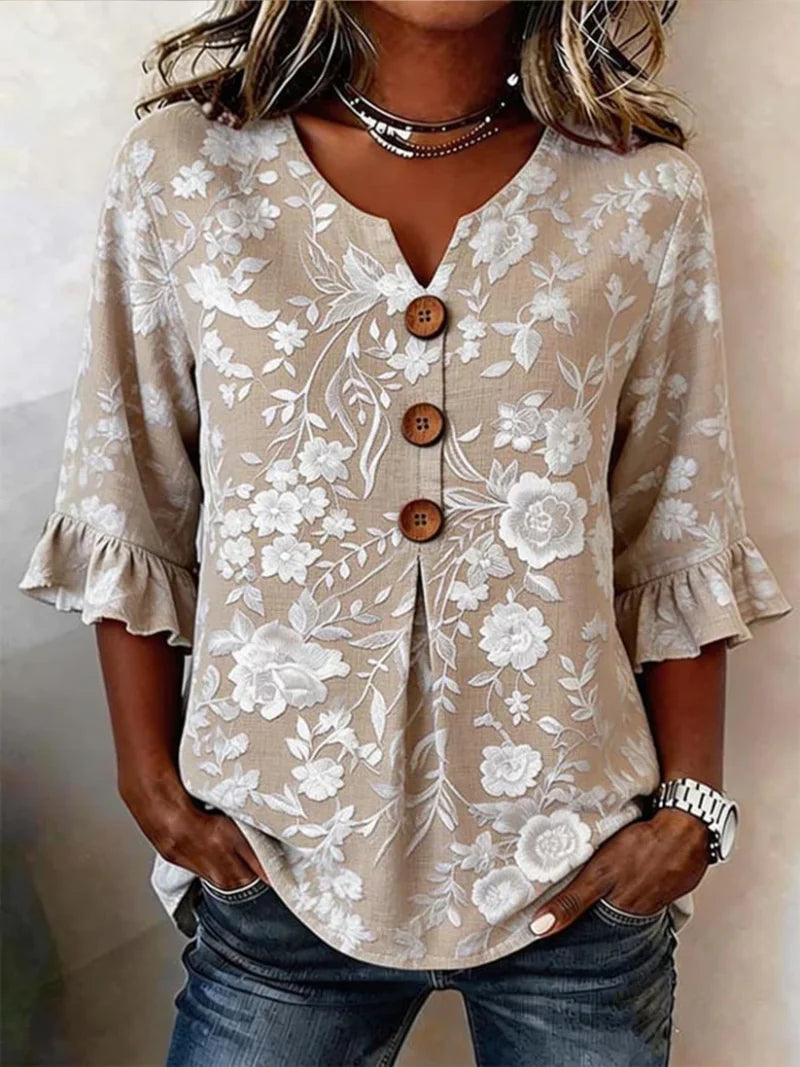 Nora – Bluse med knapdetaljer