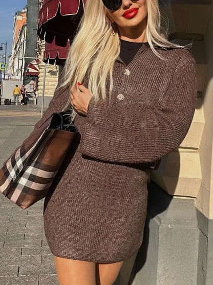Sæt “Margot” | Strikket cardigan og mininederdel