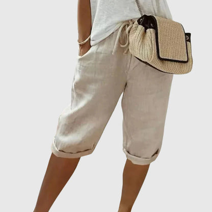 Fenley | Capri-shorts I Hør Med Snøre