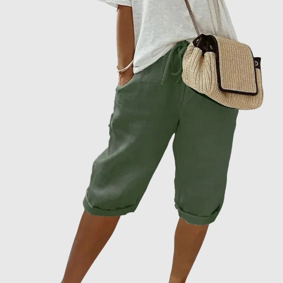 Fenley | Capri-shorts I Hør Med Snøre