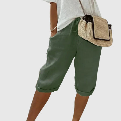 Fenley | Capri-shorts I Hør Med Snøre