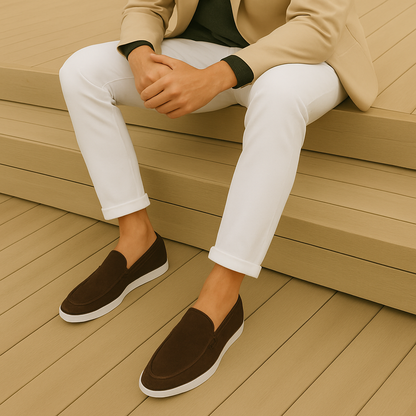 Elegante loafers i ruskind