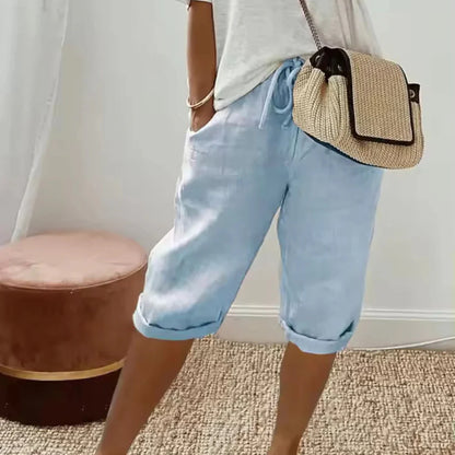 Fenley | Capri-shorts I Hør Med Snøre