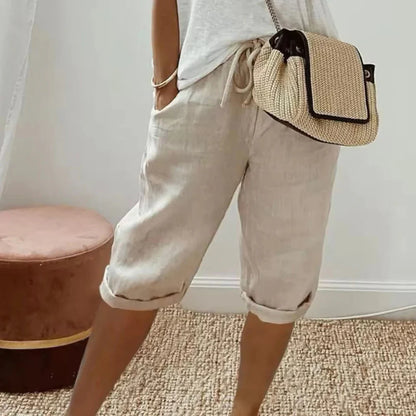 Fenley | Capri-shorts I Hør Med Snøre