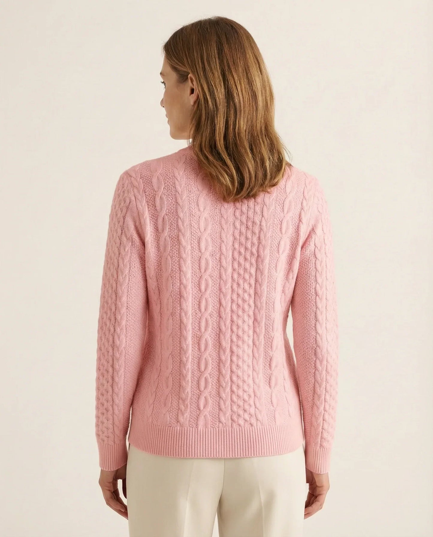 Frida | Kabelstrikket Sweater Med Lynlås