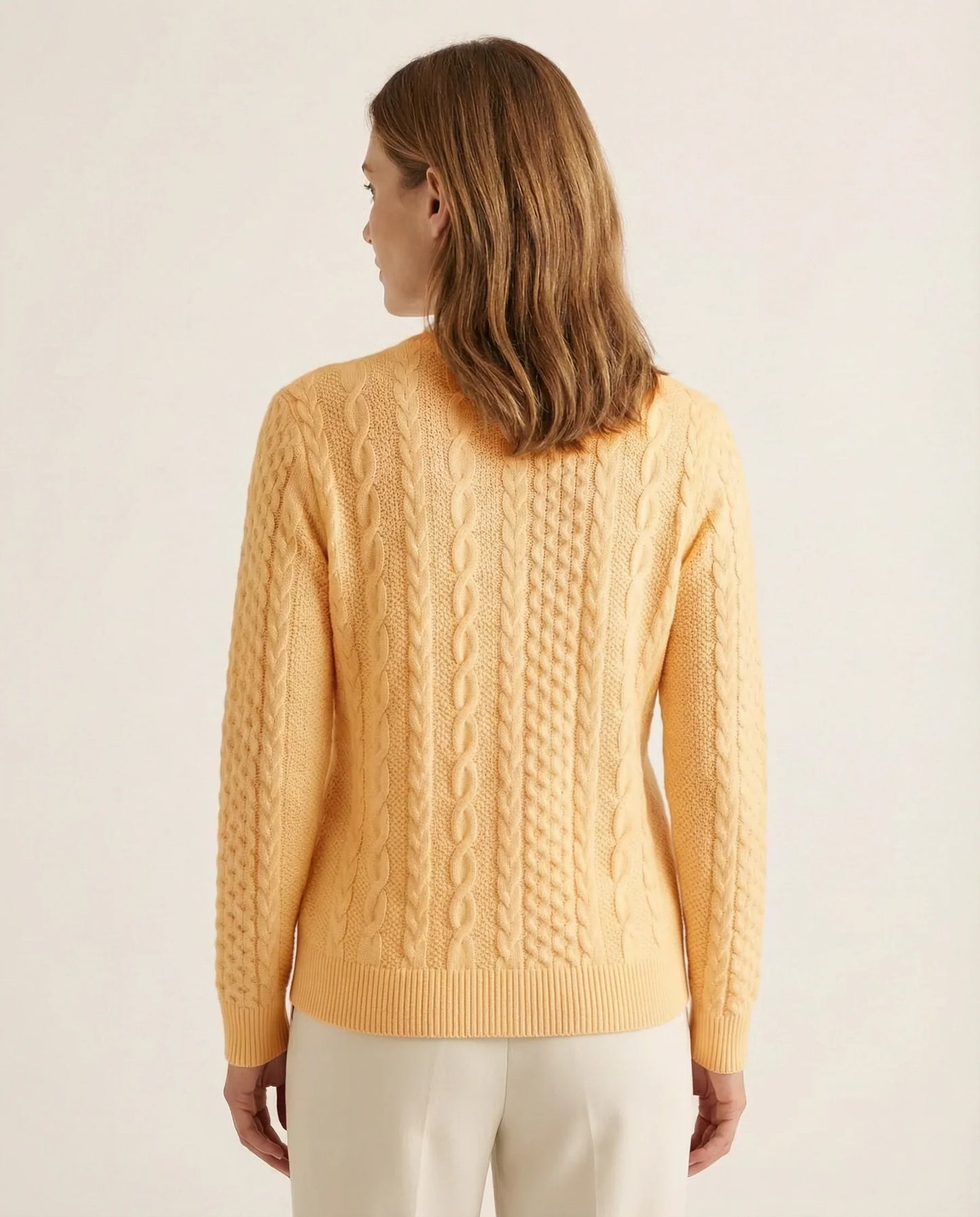 Frida | Kabelstrikket Sweater Med Lynlås