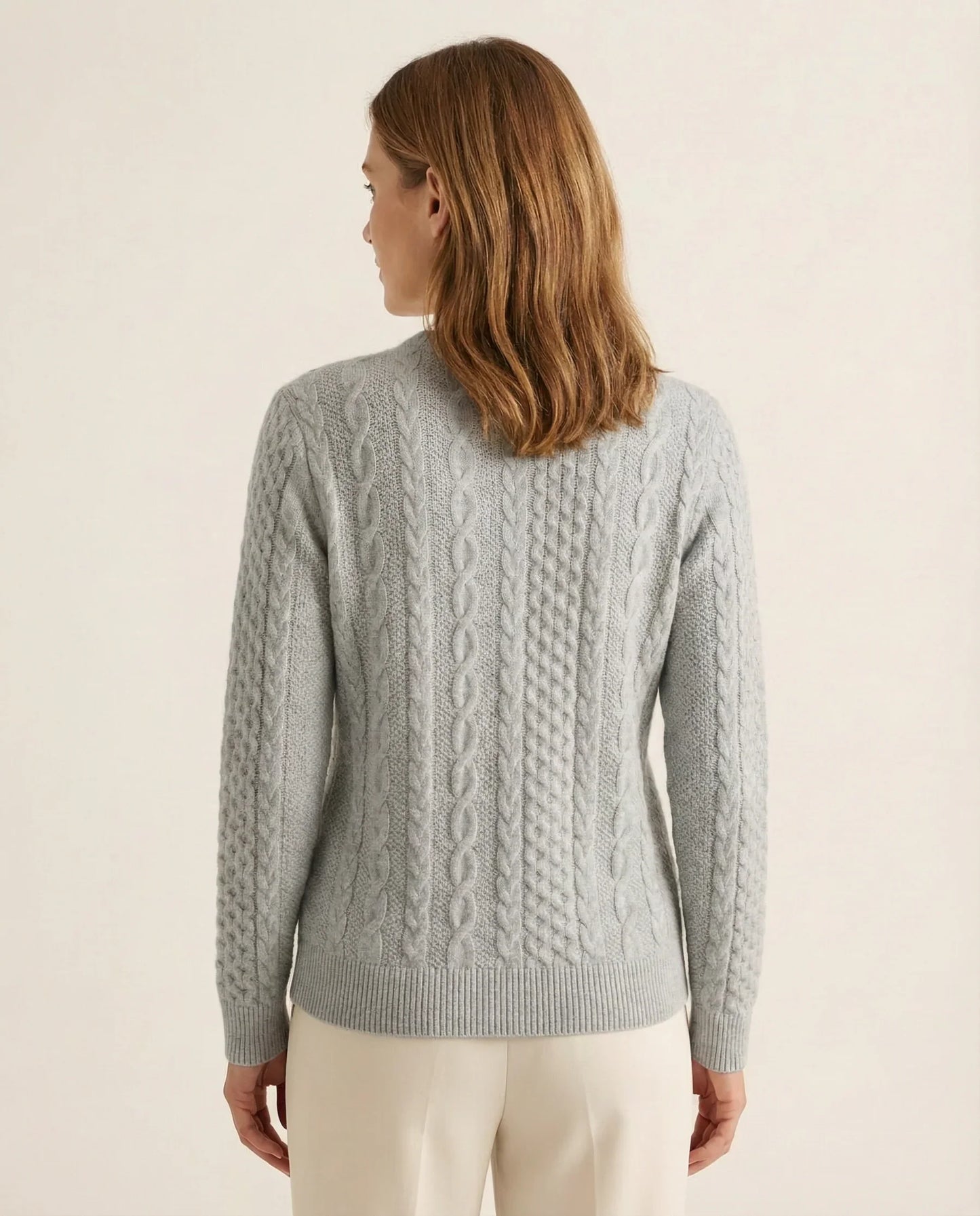Frida | Kabelstrikket Sweater Med Lynlås