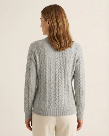 Frida | Kabelstrikket Sweater Med Lynlås
