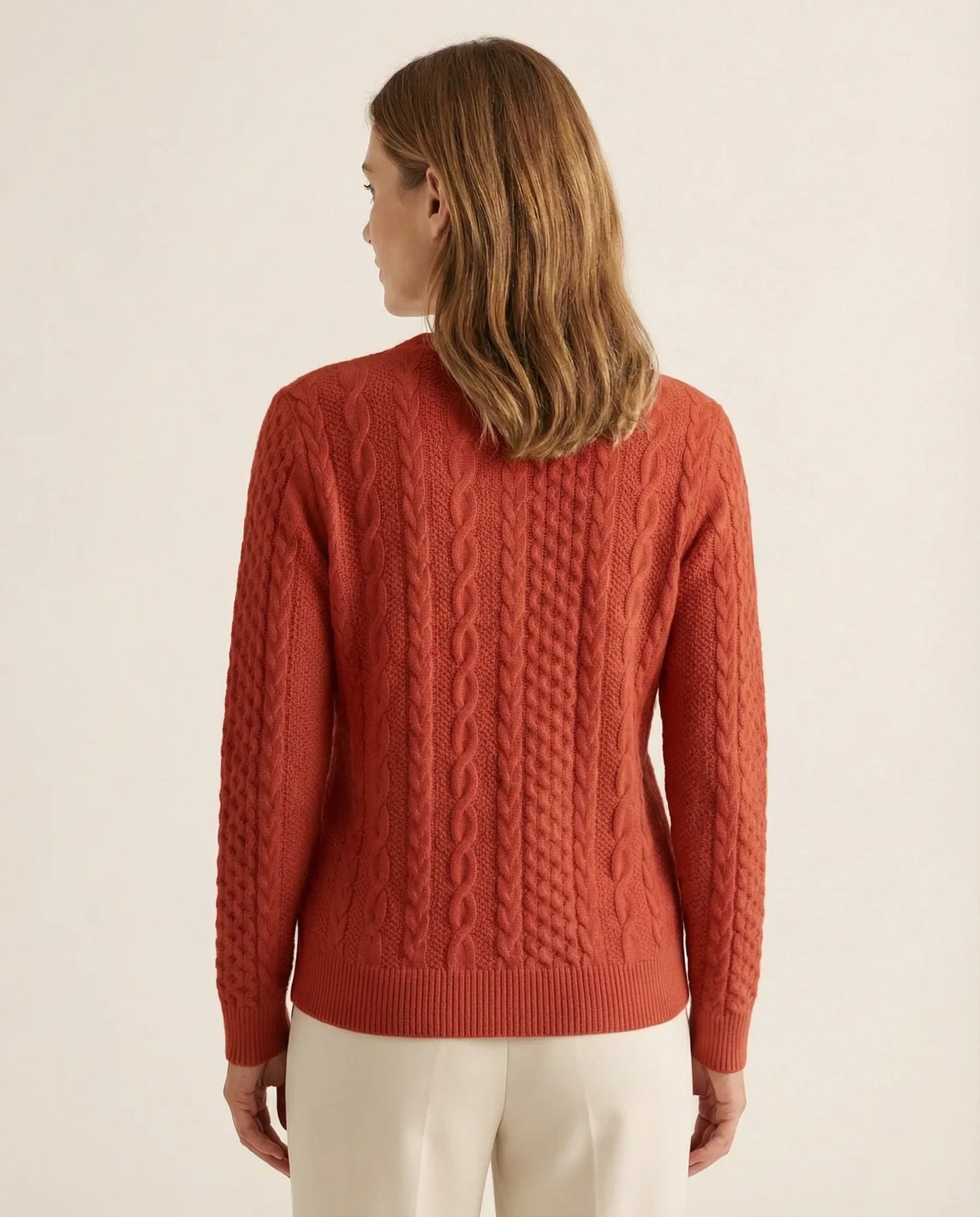 Frida | Kabelstrikket Sweater Med Lynlås