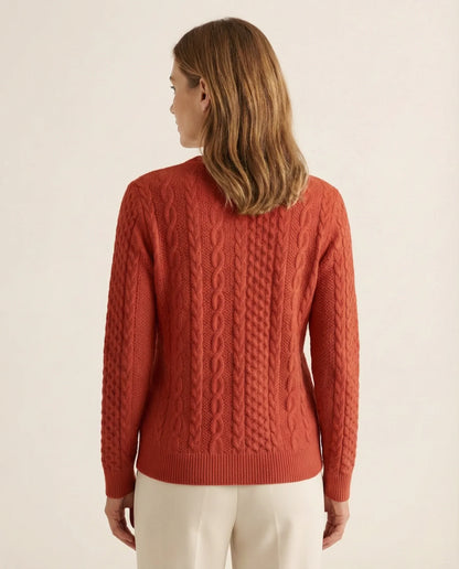 Frida | Kabelstrikket Sweater Med Lynlås