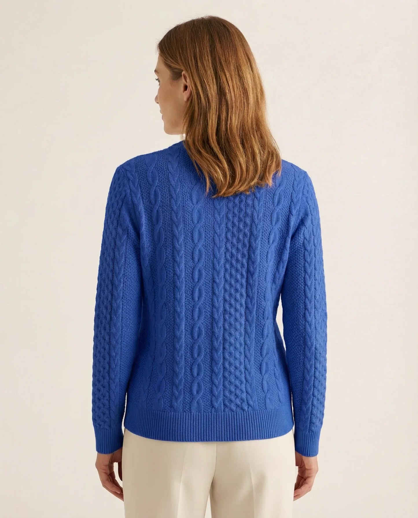 Frida | Kabelstrikket Sweater Med Lynlås