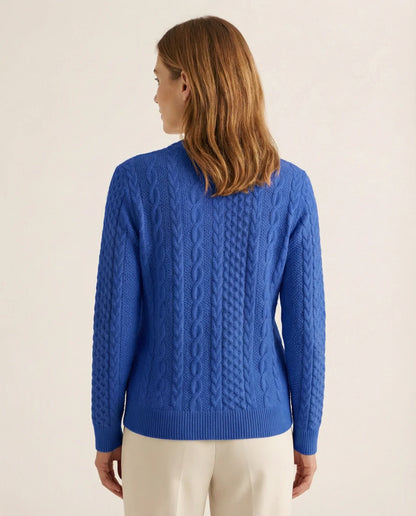 Frida | Kabelstrikket Sweater Med Lynlås