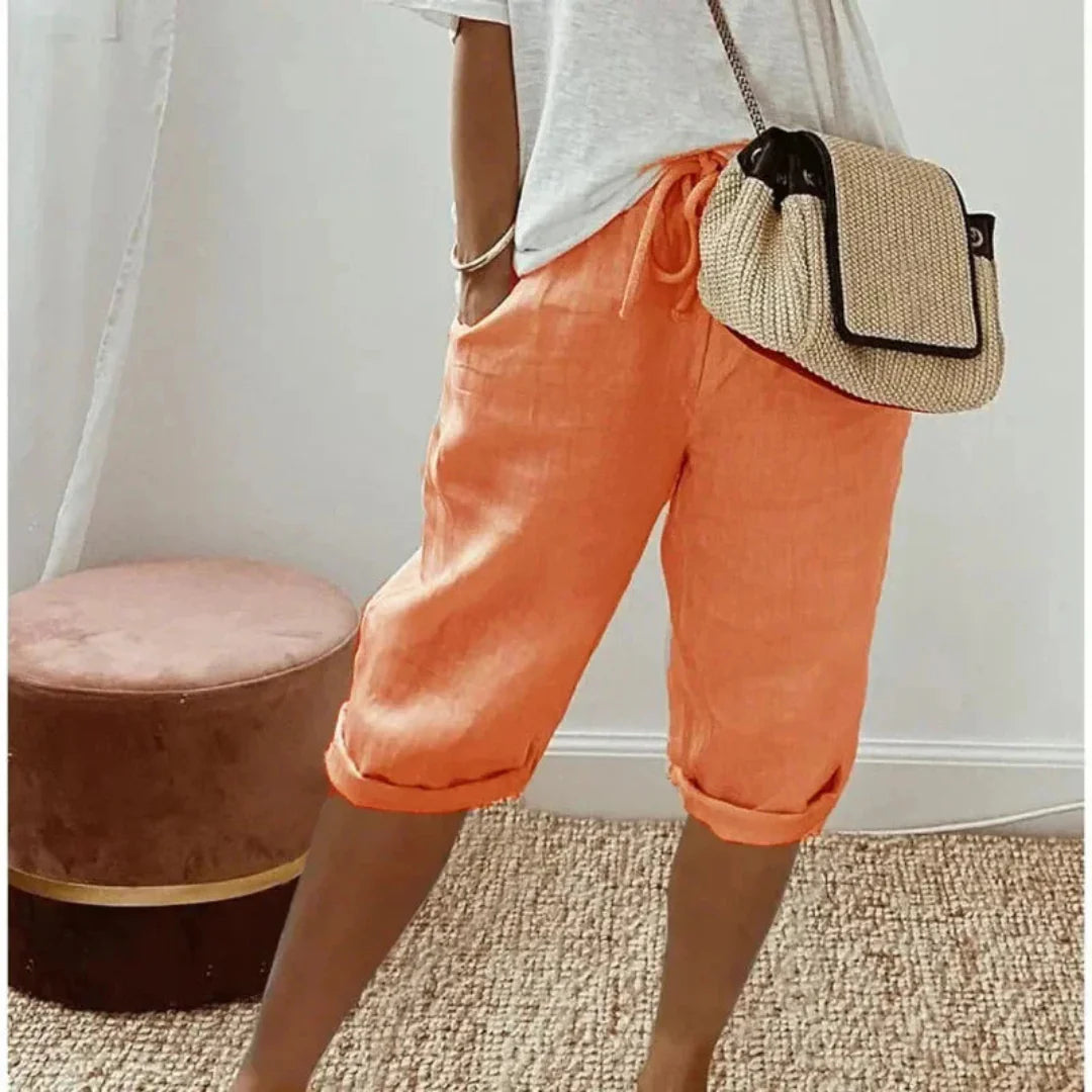 Fenley | Capri-shorts I Hør Med Snøre