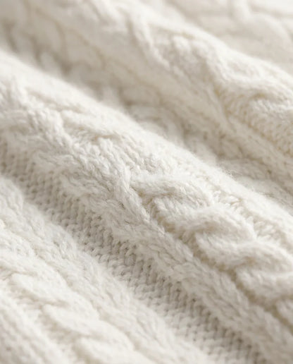 Frida | Kabelstrikket Sweater Med Lynlås