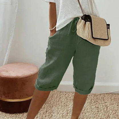 Fenley | Capri-shorts I Hør Med Snøre