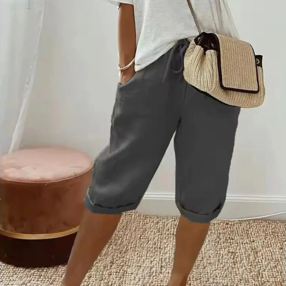 Fenley | Capri-shorts I Hør Med Snøre