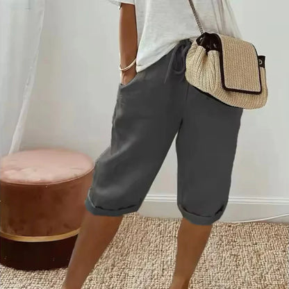 Fenley | Capri-shorts I Hør Med Snøre