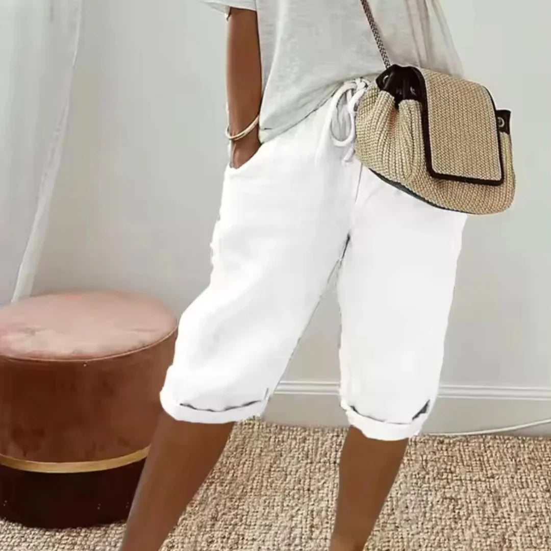 Fenley | Capri-shorts I Hør Med Snøre