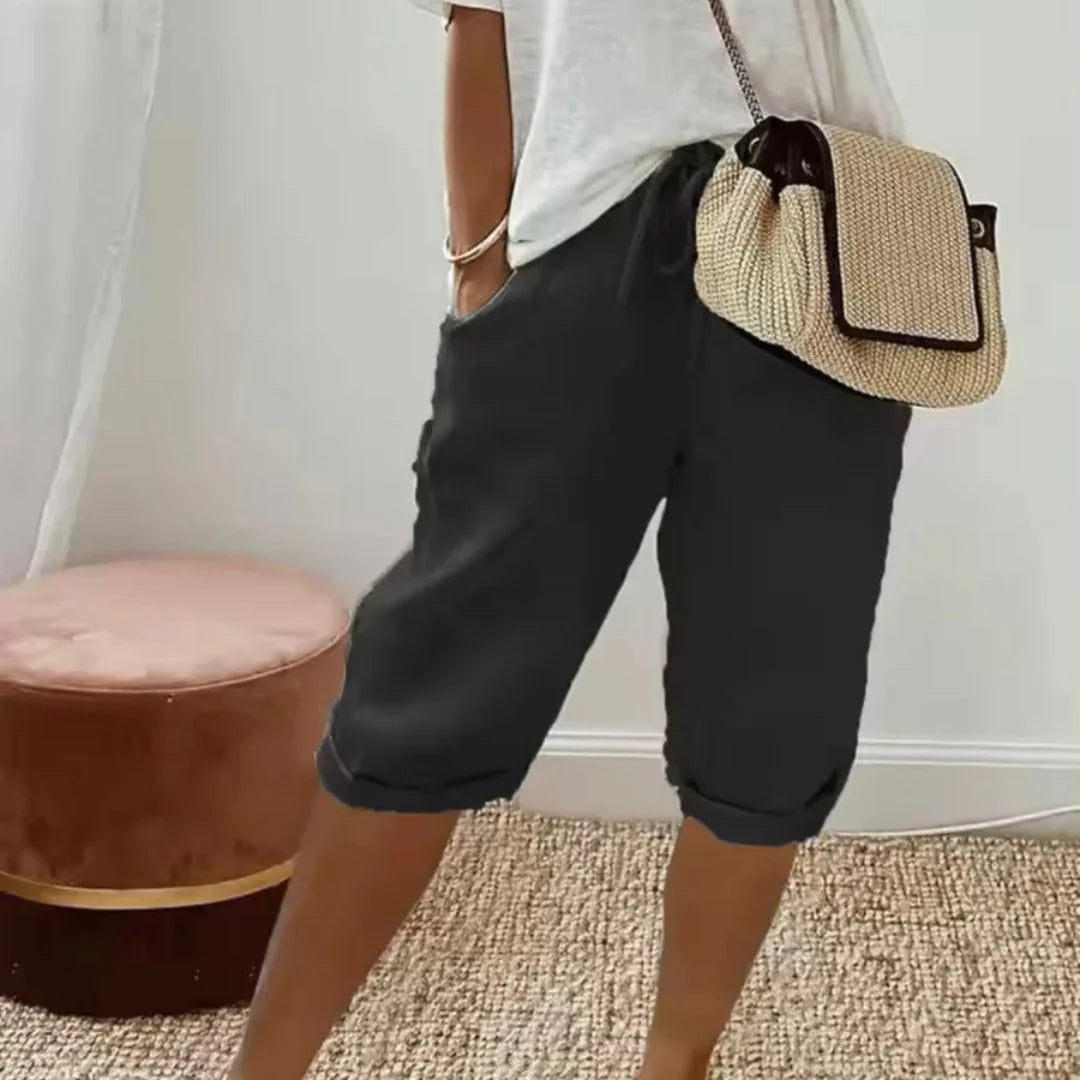 Fenley | Capri-shorts I Hør Med Snøre