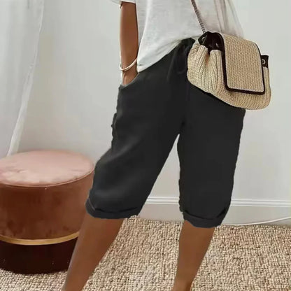 Fenley | Capri-shorts I Hør Med Snøre