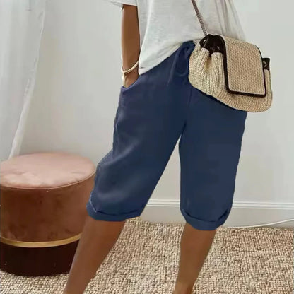 Fenley | Capri-shorts I Hør Med Snøre